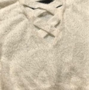 snugle white knit blouse